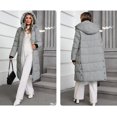 thumbnail image 5 of Women's Winter Grayish Green Hooded Stand Collar Long Down Jacket - Internal/External Pockets, Windproof Waterproof Warm, XXL, 5 of 11