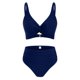 thumbnail image 5 of Traje de baño de bikini liso sin mangas para mujer, traje de baño push-up acolchado, conjuntos de blusa de traje de baño de poliéster para mujer, 5 of 6