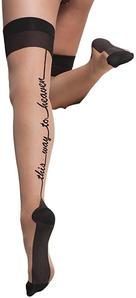 New Coquette 1791X Plus Size Sheer Stockings "This Way To Heaven" 