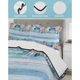 thumbnail image 3 of Twin XL Quilt Bedding Set, Summer Ocean Reversible Summer Quilt 3 Pieces, Coastal Shells Starfish Coral Conch Wooden Blue Lightweight Bedspreads Coverlets with 2 Pillow Shams for All Seasons, 3 of 5