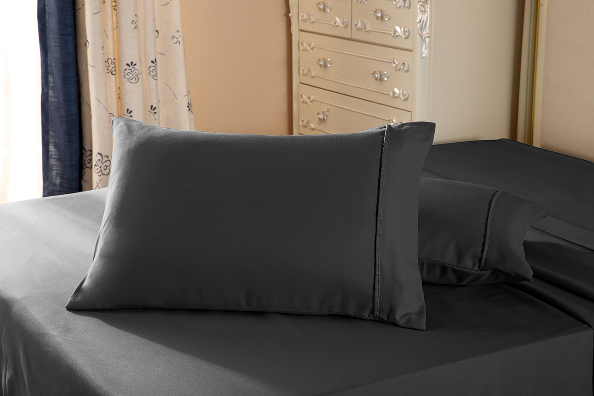 1800 Series Double Brushed Microfiber Collection 2pc Queen Black