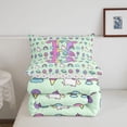 thumbnail image 5 of Manfei Unicorn Initial B Full Size Comforter Sets,Cartoon Animal Theme Bedding Comforter Set,Light Green Multicolor,Polkadot Reversible,3 Pieces,1 Comforter and 2 Pillowcases, 5 of 8