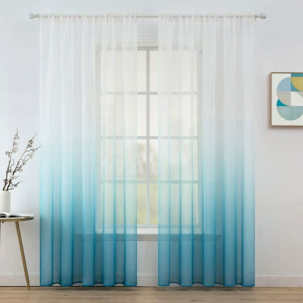 Decorx Ombre Sheer Curtains Semi, 54 Inch Long Curtains