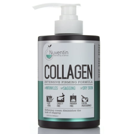16 Fl Oz  Salon Size Collagen Firming Cream.  Nuventin Collagen Cream for Wrinkles, Sagging Skin, and Dry Skin.  Features Aloe Vera and Green