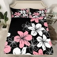 thumbnail image 2 of Homewish Cute Cartoon Floral Twin Sheet Sets,Country Natural Plant Twin Fitted Sheet,Pink Black White Flat Sheet For Adult,Super Cozy Room Decor,3pcs, 2 of 7