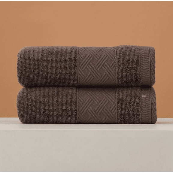 Mictong cotton towel, 13 * 27.56 inches high absorbency towel, soft and comfortable, quick drying cotton towel for bathroom, daily use, family travel and hotel, 2 pieces, style A, dark brown