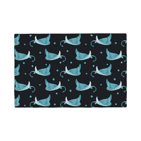 

Table Placemats Set of 6 - cute blue stingray polka dots 12x18 In Faux Linen Double Heat Resistant Place Mats Cloth Indoor/Outdoor Placemats Washable Table Mats for Dining Kitchen Party