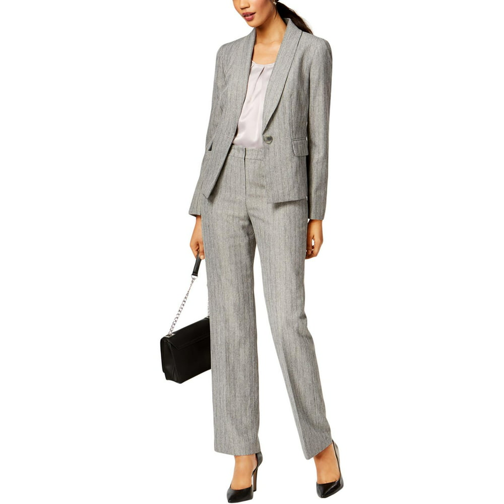 Le Suit - Le Suit Womens Jacquard Pinstripe Pant Suit Gray 4 - Walmart ...