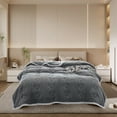 thumbnail image 4 of Topchances All Season Comforter, Plum Blossom Pattern Quilted Down Alternative Comforter, Three Layers Folder Cotton Quilt Soft Hotel Comforter (Grey, 70*79 inch), 4 of 8