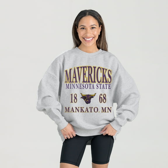 Women's Gameday Couture Ash Minnesota State Mavericks Premium Fleece Pullover Sweatshirt