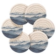 thumbnail image 7 of Yayeee 6 PCS Drink Coasters with Holder Set Woven Absorbent Round Tabletop Hot Pad, Watercolor Mountains, 7 of 7