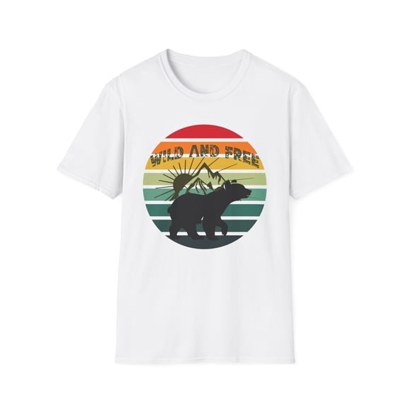 Retro Wild And Free Mountain Bear Unisex Tshirt