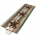 thumbnail image 2 of 2x6 Kitchen Runner Rug, Teal Brown Farmhouse Non-Skid Rubber Backing Large Rectangle Rugs - Living Room Bedroom Home Office, Country Texas Star Vintage Indoor Floor Mat Carpets Washable Rug, 2 of 9
