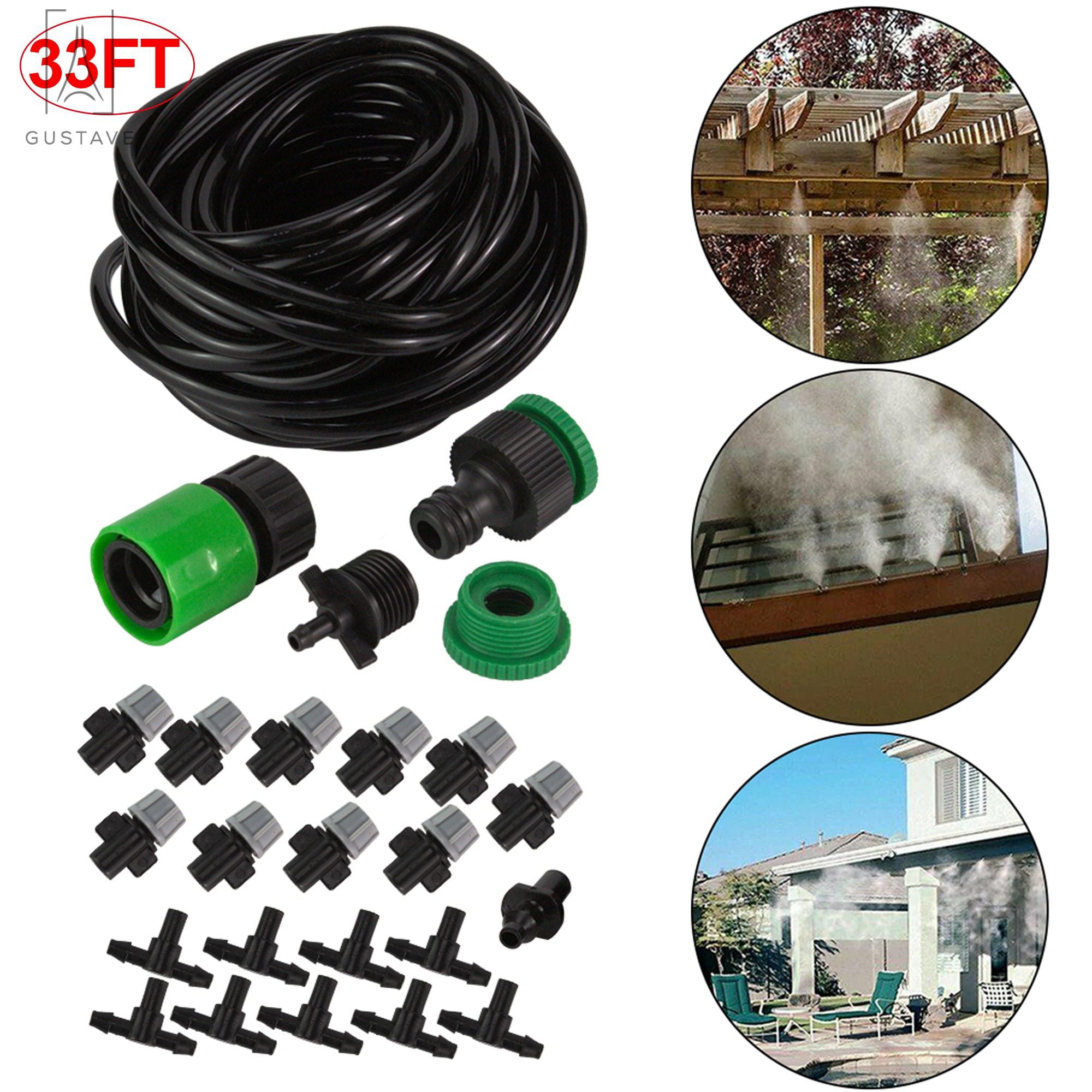 5M Air Misting Cooling Plant Irrigation System Garden Patio Water Nozzles Kits 