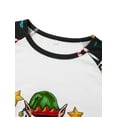 thumbnail image 5 of Elippeo Family Matching Christmas Pajamas, Letter  Elf Print Long-Sleeved Round Neck Tops + Candy Cane Pattern Trousers Sleepwear, 5 of 10