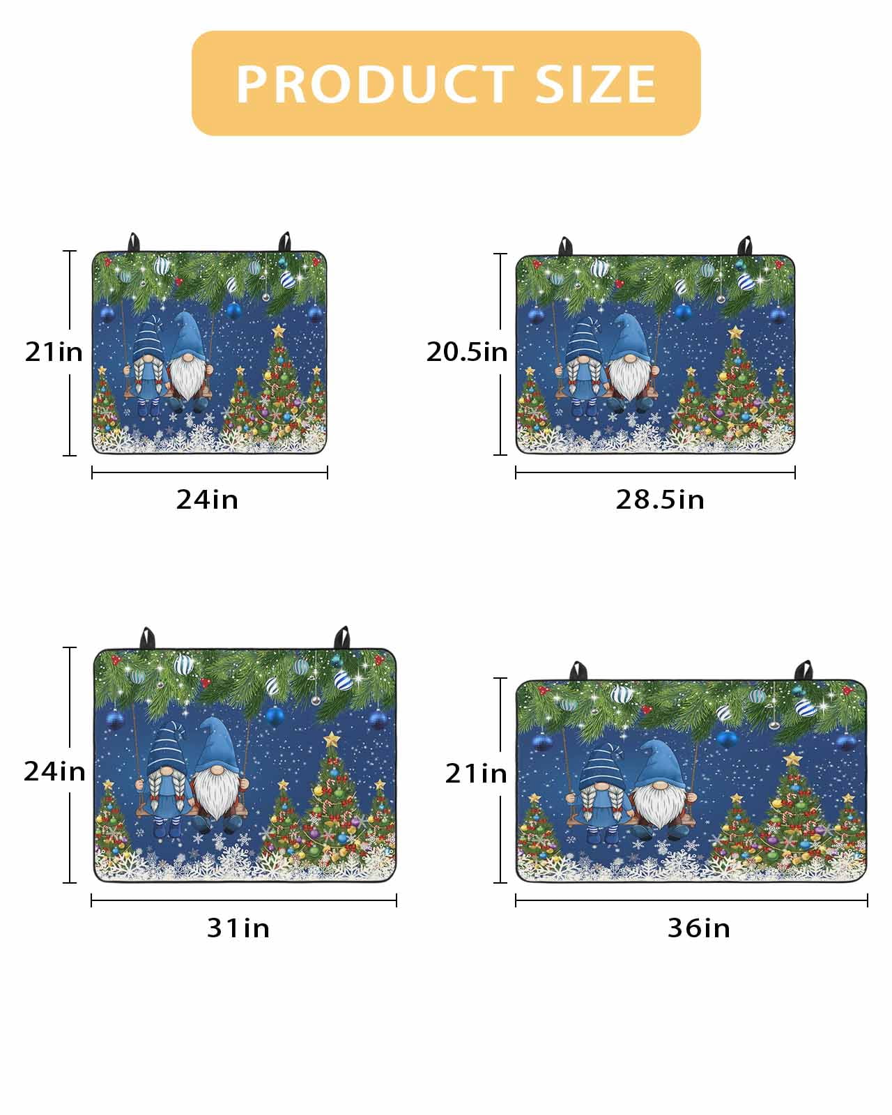 Large Induction Cooktop Protector Mat Blue Gnomes Christmas Stove Top Covers for Electric Stove, Xmas Tree Weeping Balls Snowflake Decorative Stove Burner Cover Mats, Glass Top Stove Cover