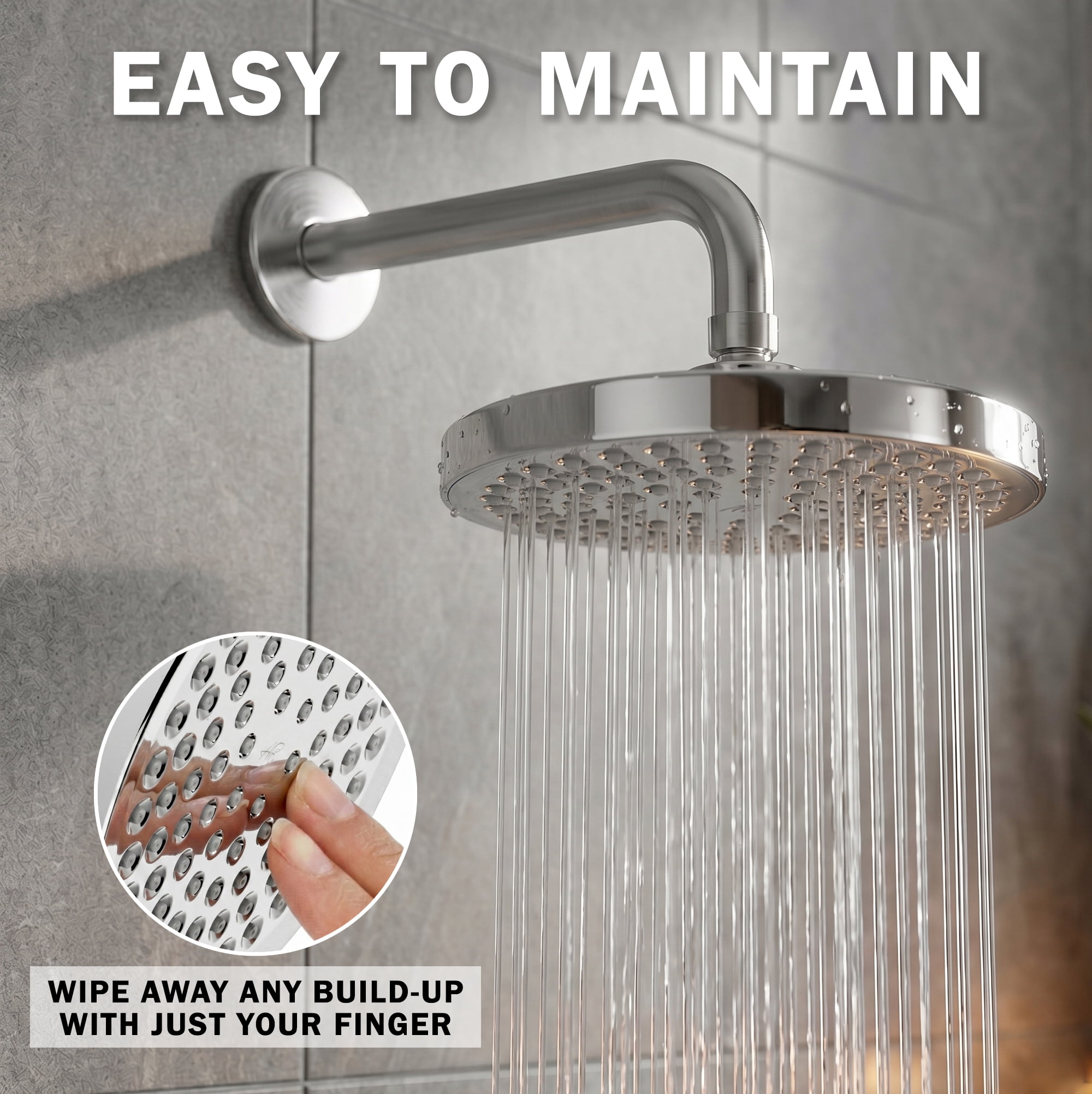 Aqua Elegante High Pressure Rain Shower Head for Low Flow Showers - 2.5 GPM - Polished Chrome