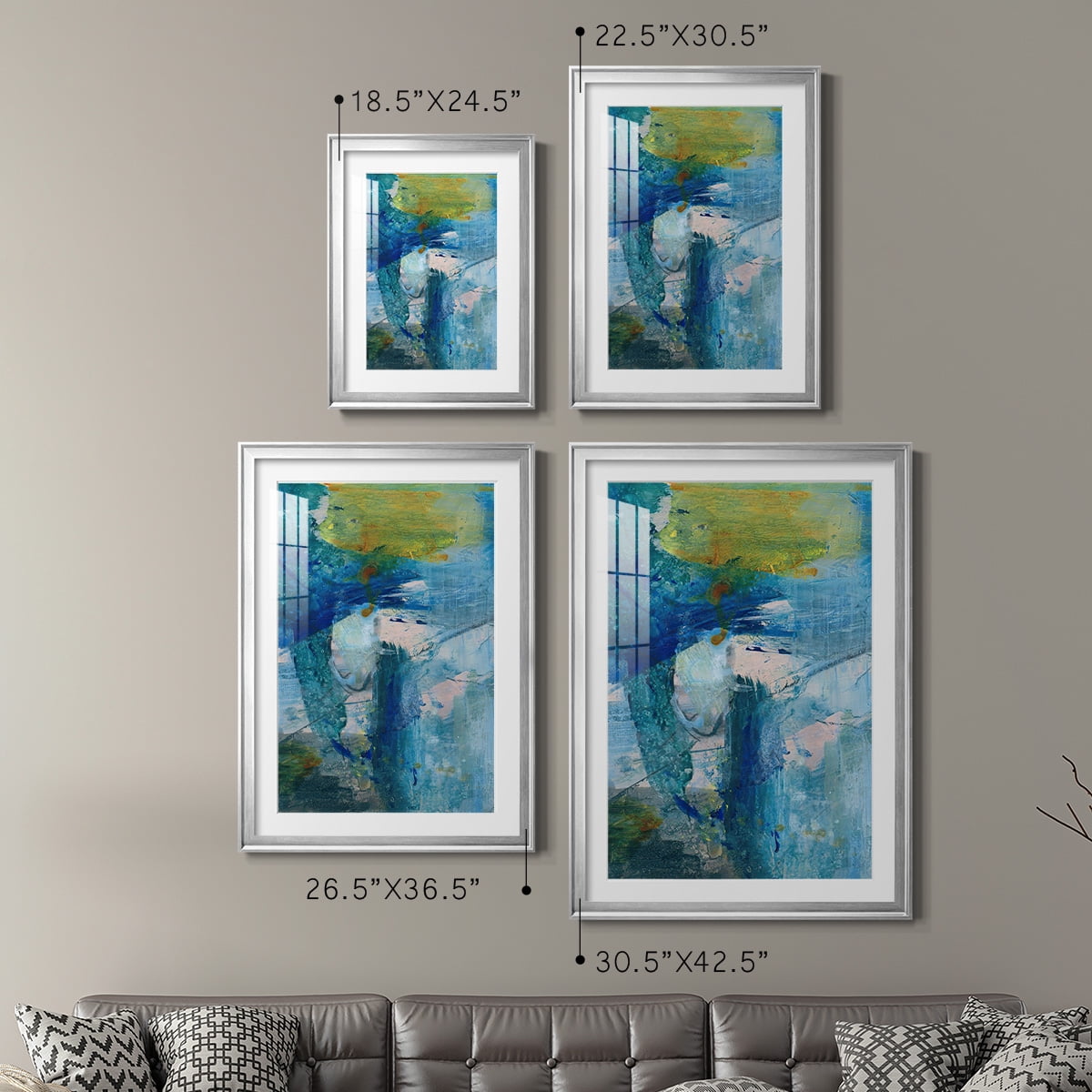 Wexford Home Spring Winds III Premium Framed Print, 30.5" x 42.5" - Ready to Hang, Silver (Set of 2)