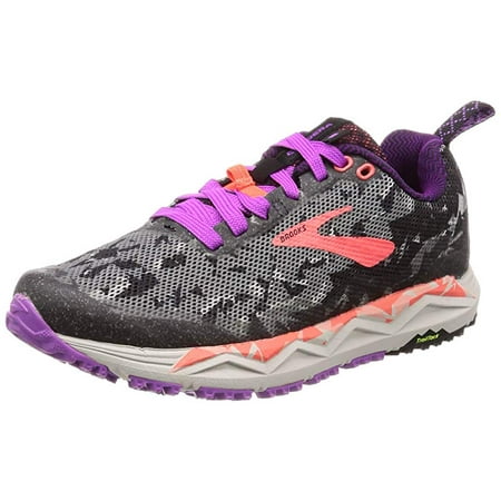 Brooks Women's Caldera 3 Running Shoe, Black/Purple/Coral, 10 B(M)