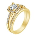 thumbnail image 2 of AFFY 2.25CT Round White Cubic Zirconia Wedding Bridal Ring Set 14K Yellow Gold over Silver-4, 2 of 6
