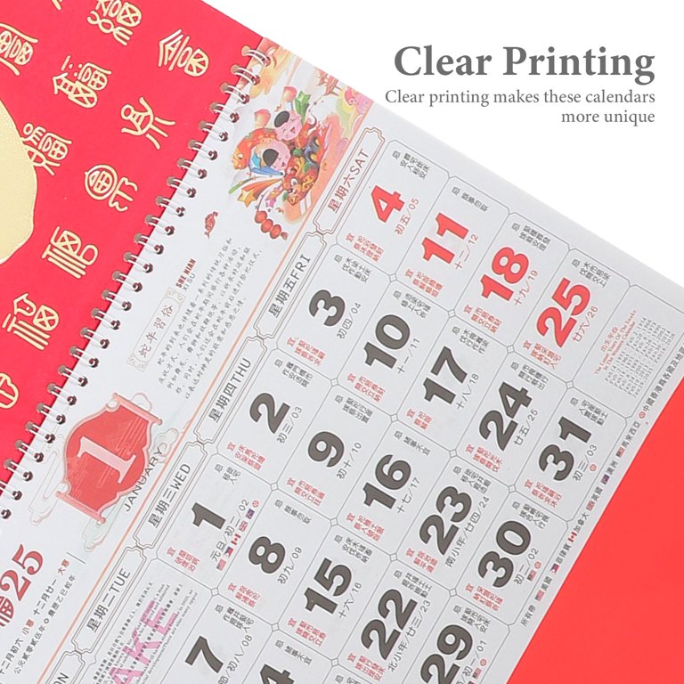 tradition-chinese-calendar-new-year-2025-wall-fengshui-annual-household-lunar-office-paper-red-walmart-com
