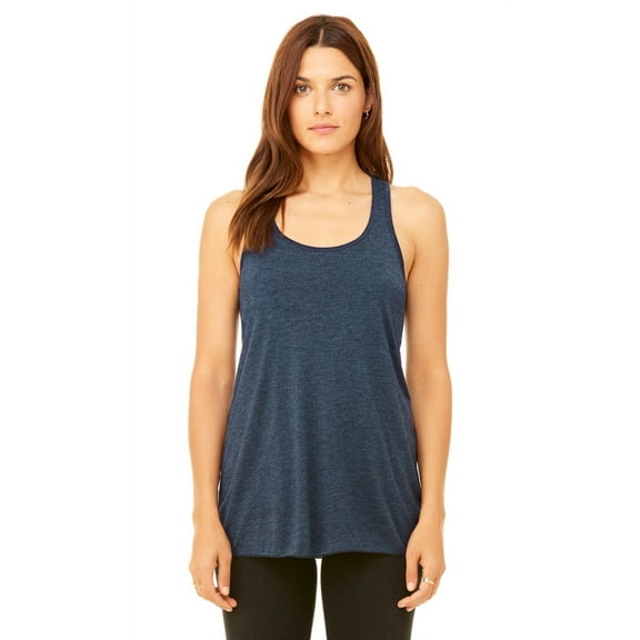 The Bella Canvas Ladies Flowy Racerback Tank Top - HEATHER NAVY - XS