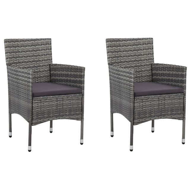 vidaXL Chaises de Salle à Manger de Jardin 2 pcs Poly Rotin Gris