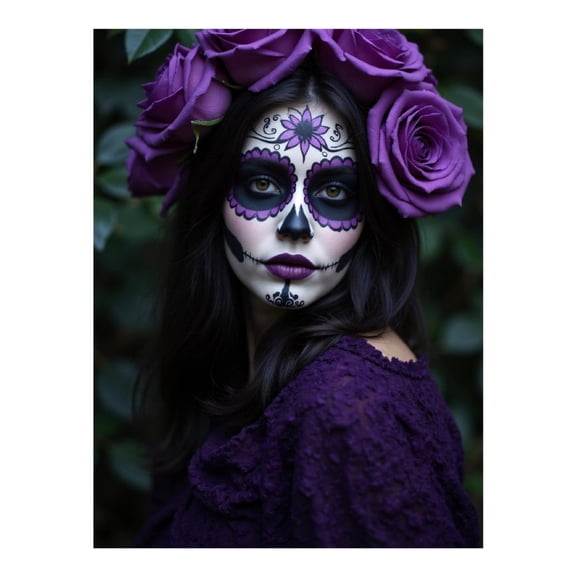 Diamond Art Kit for Adults, Purple Roses Face Art Elegance Diamond Painting for Adults Beginners, 5D DIY Diamond Art Painting Kits, Colorful Diamond Painting Craft for Home Decor 12x16