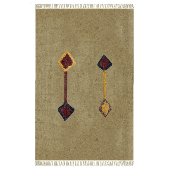 Casavani Hand Block Printed Cotton Dhurrie Bohemian Living Room Carpets Indoor Decor Kilim, Brown 2x3 feet