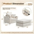 thumbnail image 2 of YODOLLA Oversized Accent Chair with Storage Ottoman , Single Sleeper Sofa Armchair with 3 Pillows, Lounge Sofa Bed in White, 2 of 9