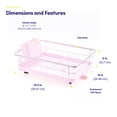 thumbnail image 2 of 3-Piece Multi-Functional Dish Drying Rack with Drain Board & Utensil Holder, Pale Pink, 2 of 5