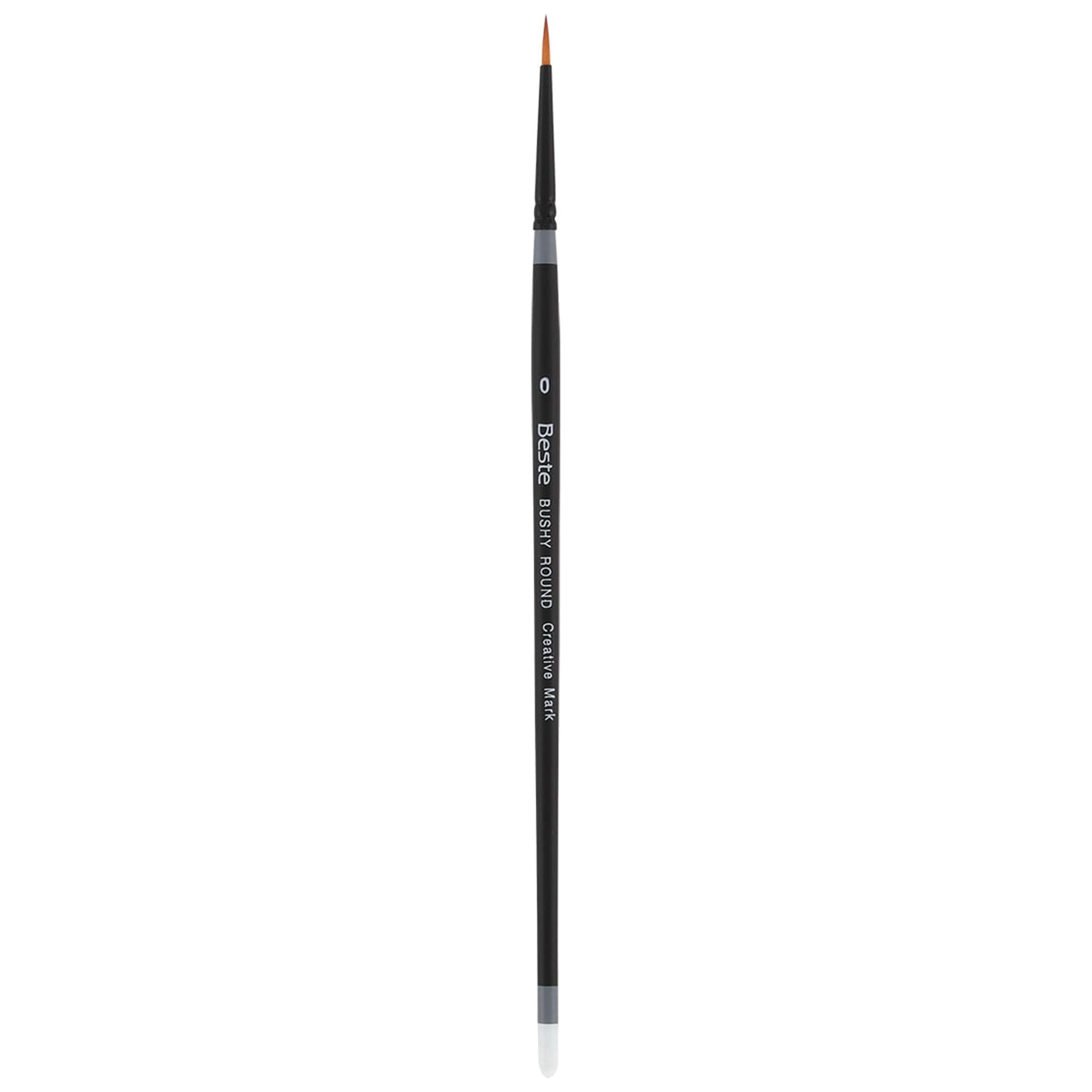 Creative Mark Beste Golden Taklon Bushy Round #0 - 3 Pack Artist Paint Brush, Professional Watercolor Brushes, For Acrylic Painting, Short Handle, Sharp Edges, Hand-Tied & Shaped