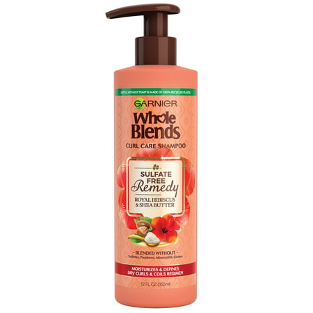 Garnier Whole Blends Sulfate Free Remedy Hibiscus and Shea Shampoo, Dry Curls, 12 fl. oz.