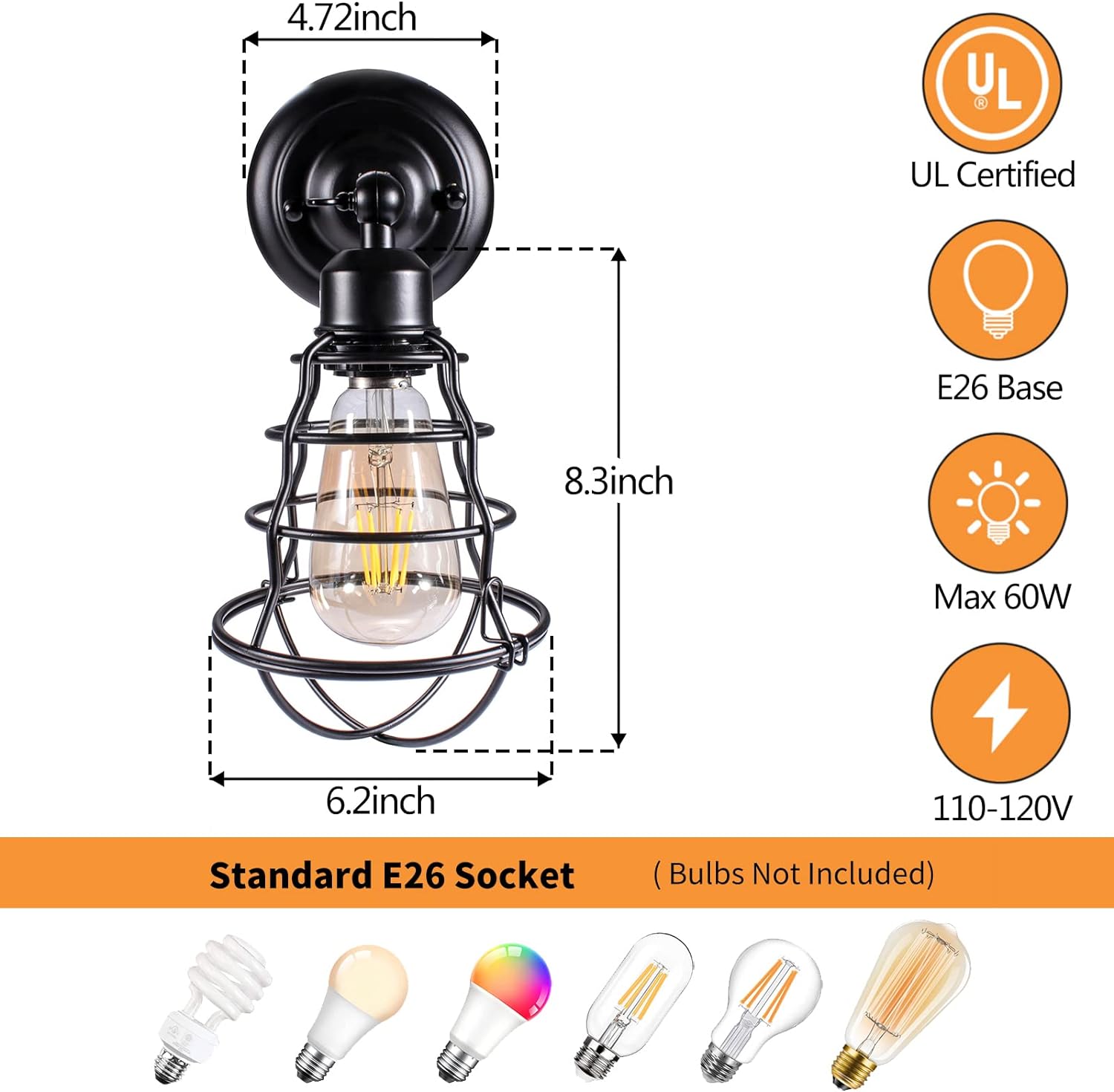 Modern Farmhouse Matte Black Wall Light Fixtures for Bedroom Wall Sconces Wall Lamps, Set of 2