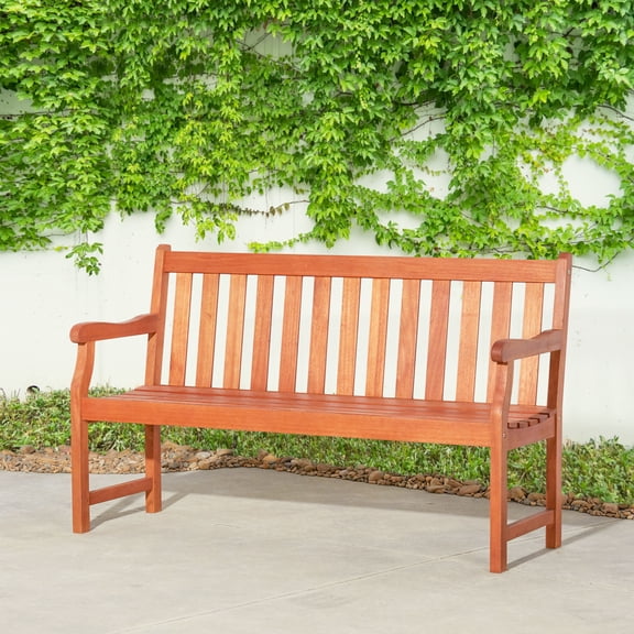 Emilio Reddish Brown Tropical Wood Garden Bench for 3 Seaters