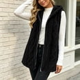 thumbnail image 6 of Tusihei Women's Sleeveless Hooded Zip Up Fleece Vest Lightweight Warm Jacket Casual Solid Long Outerwear for Daily Wear Comfortable Layering Piece, Black M, 6 of 8