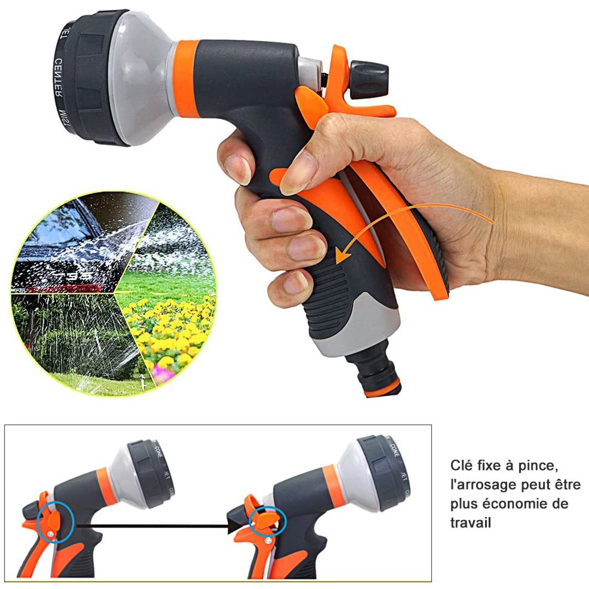 Pistolet D'Arrosage Jardin 10 Modes - Pulvérisateur Haute Pression Multifonction