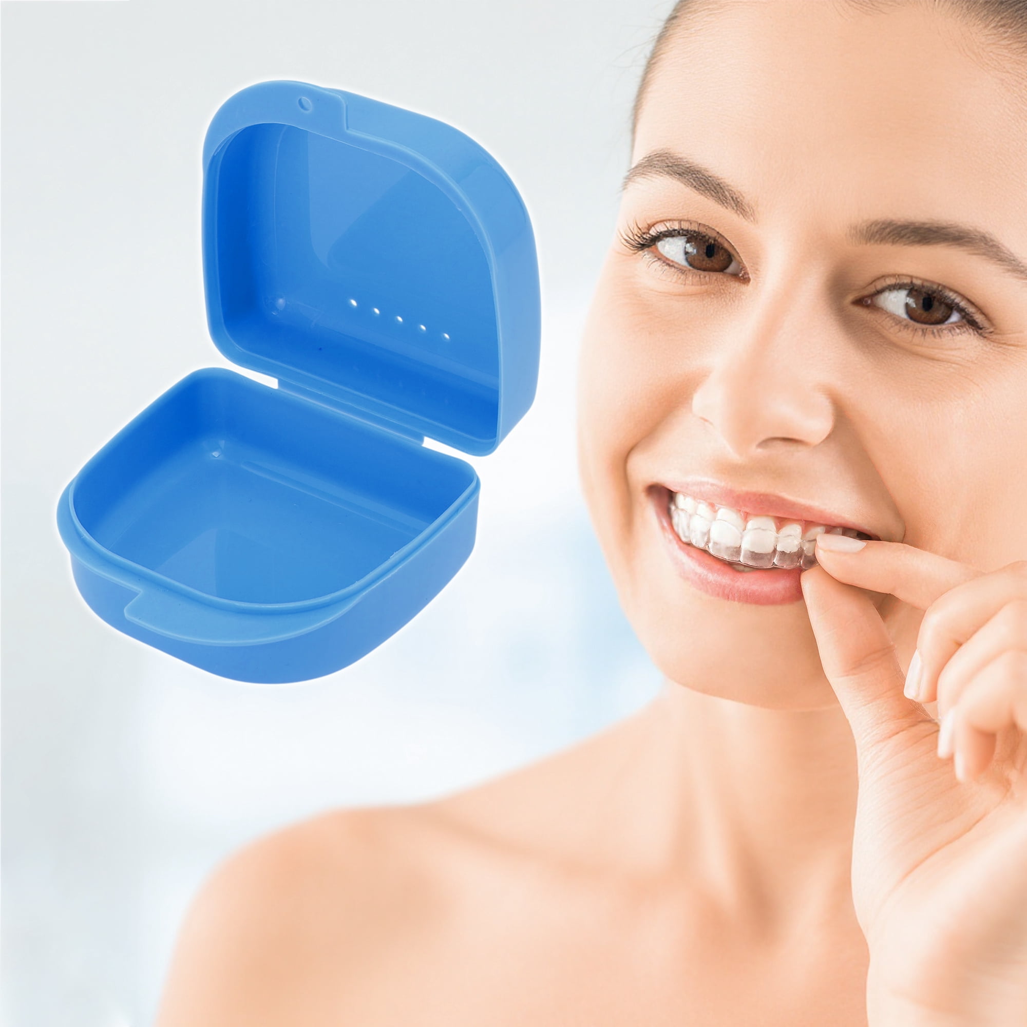 Unique Bargains Strapless Hole Portable Retainer Case Braces Box 1 Pc Blue