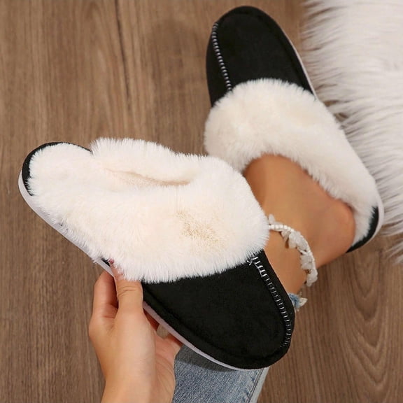 Women's Cozy Memory Foam Slippers, Fuzzy Wool-Like Plush Fleece Lined Indoor Outdoor House Slippers with Anti-Skid Sole