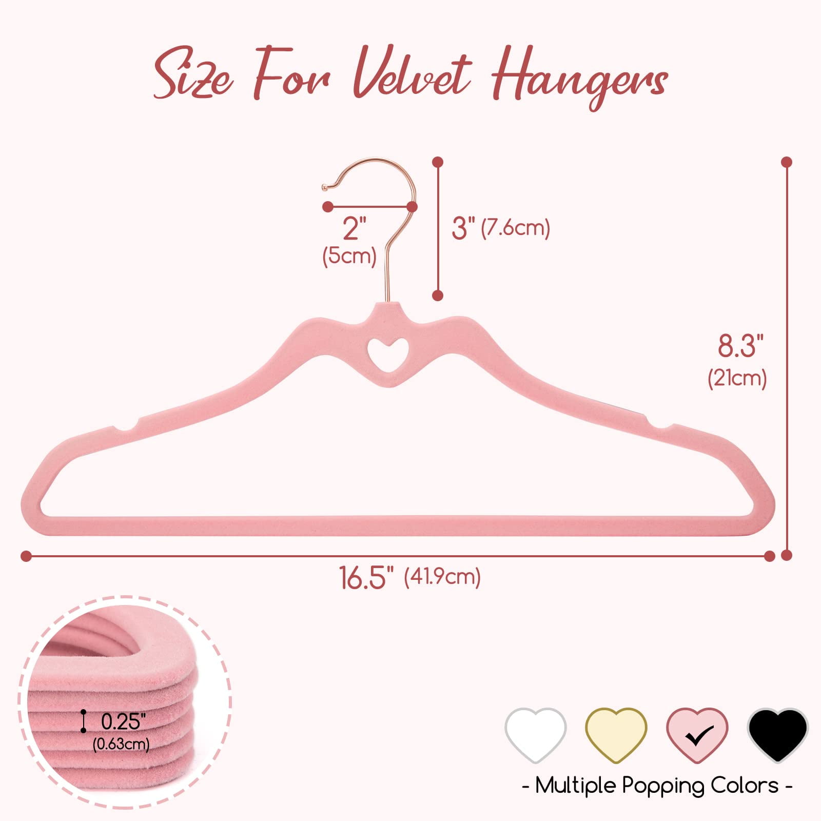 Velvet Hangers 60 Pack, Pink Non Slip Flocked Felt Hangers, Sturdy Velvet Clothes Hangers, Cute Heart Hangers, Heavy Duty Coat Hangers, Ultra Slim Beige Hangers for Closet Space Saving