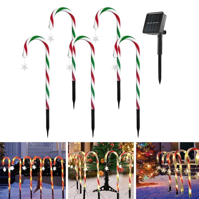 Decoración Navideña, Luz de , Luces Solares para Jardín, Luces de Hadas, Decoración Navideña Decorativa para Exteriores, Impermeable para Estilo A shamjiam Luces de bastón de caramelo