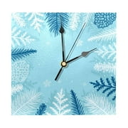 OWNTA Blue Winter Trees Frame-01 Pattern Wood Square Wall Clock, 7.87 in, Silent Non-Ticking, Classic Home Decor, Stylish Office Clock, Battery Operated, Gift Idea