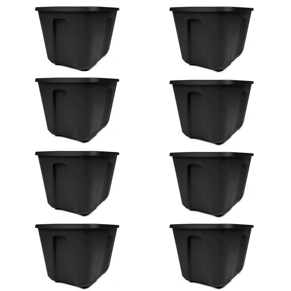 Mainstays 18 Gallon Storage Containers, Black, Set of 8