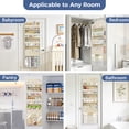 thumbnail image 3 of Over The Door Hanging Storage Organizer, 5 Tier Heavy-Duty Wardrobe Storage Organizer with Side Pockets, Foldable Behind Door Storage, Hanging Shelves for Bedroom, Bathroom and Baby Nursery, 1-Pack, 3 of 7