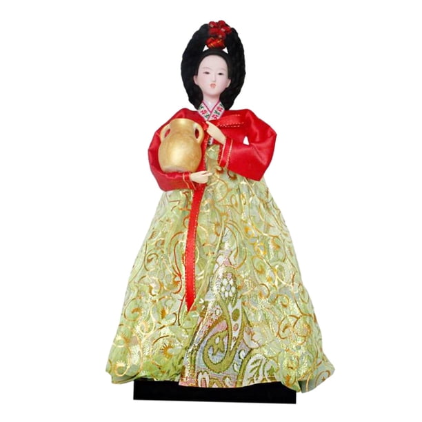 Figura de kimono de muñeca geisha coreana, novedad, mini artesanía tradicional, vintage asiática Estilo E