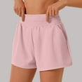 thumbnail image 3 of DuoJiaJ Women's High Waisted Sports Shorts Pocket Gym Shorts Sport Running Shorts Women Workout Shorts Pink XXL, 3 of 4