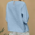 thumbnail image 6 of Womens Summer Cotton Linen Tunic Tops Crewneck Half Sleeve Shirt Loose Fit T Shirts Solid Oversized Basic Tee Blouse Lounge Flowy Tunic Blouses Fltter Hem Holiday Beach Party Tee Outfits, 6 of 7