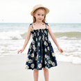 thumbnail image 2 of Robe Fille Bébé Été Imprimé Floral Robe à Bretelles Légère Décontractée avec Attaches Réglables pour Plage Robes Enfants Noir 2 Ans-3 Ans, 2 of 4
