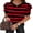 Black-red Striped, variant on Short Puff Sleeve Sweaters for Women Knit Tops 2026 Trendy Crewneck Striped T Shirts Casual Summer Blouses