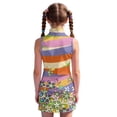 thumbnail image 2 of Uourmeti Girls Tennis Dress Rainbow Floral Stripe Print Stand Collar Athletic Dress with Pockets Sleeveless Pickleball Golf Dresses for Girls Summer Outfits Kids Workout Clothes, 2 of 7